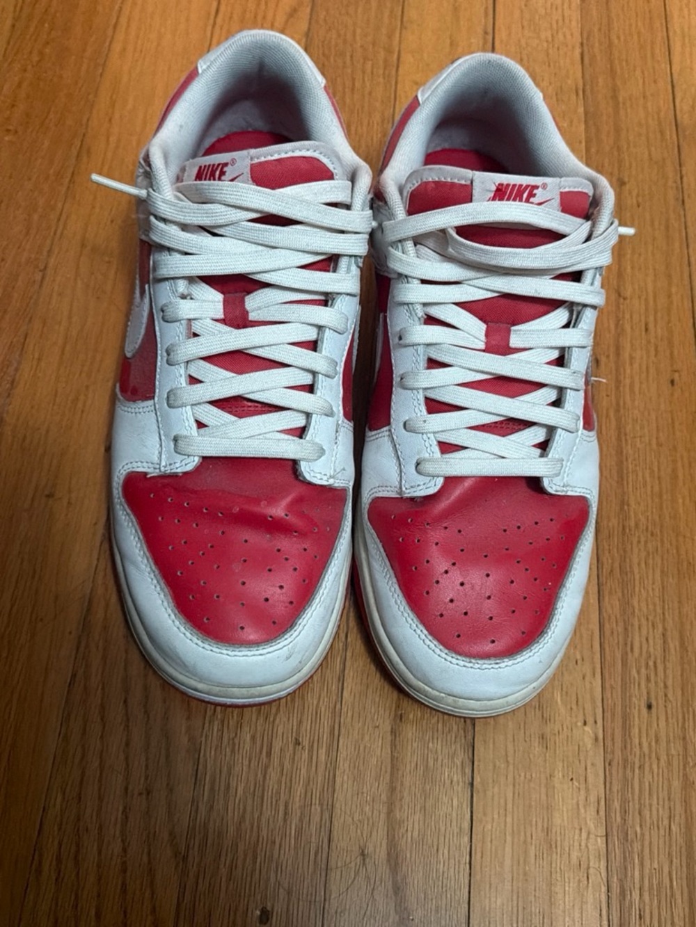 Nike Red and White Low-Top Sneakers Size 10.5